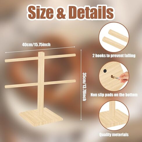 Oktoberfest Pretzel Holder Stand with Arms Hanging - Bamboo Pretzel & Sausage Hanger Display Rack for Beer Mugs, Decor, Party Serving Supplies in Kuwait