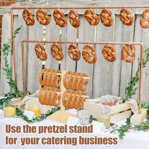 Oktoberfest Pretzel Holder Stand with Arms Hanging - Bamboo Pretzel & Sausage Hanger Display Rack for Beer Mugs, Decor, Party Serving Supplies in Kuwait