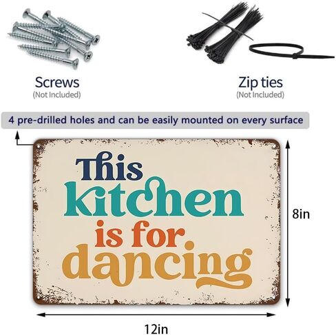 YOYI ART This Kitchen is for Dancing Sign - Funny Kitchen Signs Wall Deocr, Metal Tin Sign for Home Kitchen Wall Decor, Cool Gifts for Women, 12 x 8 inch in Kuwait