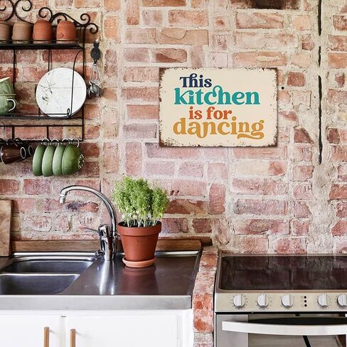 YOYI ART This Kitchen is for Dancing Sign - Funny Kitchen Signs Wall Deocr, Metal Tin Sign for Home Kitchen Wall Decor, Cool Gifts for Women, 12 x 8 inch in Kuwait