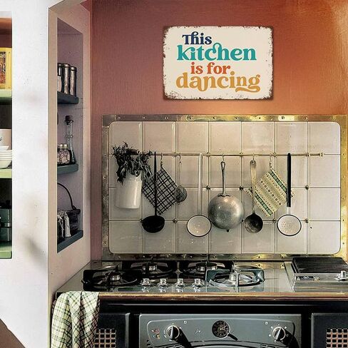 YOYI ART This Kitchen is for Dancing Sign - Funny Kitchen Signs Wall Deocr, Metal Tin Sign for Home Kitchen Wall Decor, Cool Gifts for Women, 12 x 8 inch in Kuwait