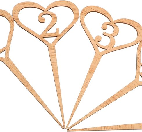 TENDYCOCO بطاقات أرقام طاولة الزفاف على شكل قلب مجموعة عصا خشبية 1-20 لتزيين مقاعد الاستقبال وقطع مركزية من الزهور ذاتية الصنع in Saudi Arabia