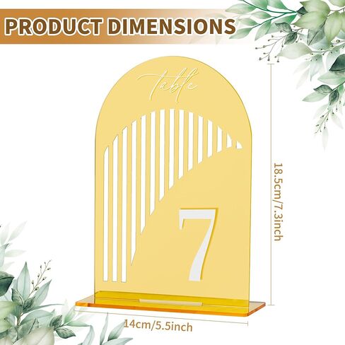 أرقام طاولة الزفاف من Polegas Arch 1-20 مع حامل، أرقام طاولات للاستقبال - 5.5 بوصة × 7 بوصة لافتة قوس أكريليك أنيقة مع حامل، مثالية للقطعة المركزية، والاستقبال، والحفلات، والحدث in Kuwait