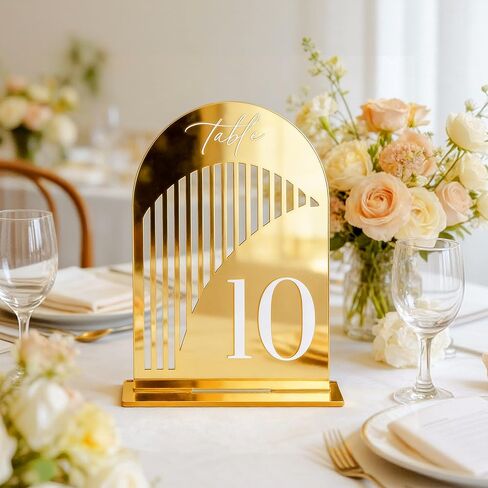 أرقام طاولة الزفاف من Polegas Arch 1-20 مع حامل، أرقام طاولات للاستقبال - 5.5 بوصة × 7 بوصة لافتة قوس أكريليك أنيقة مع حامل، مثالية للقطعة المركزية، والاستقبال، والحفلات، والحدث in Kuwait