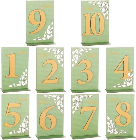 Wooden Wedding Table Numbers 1-10 with Base vintage Gold Number Table Signs with Stand Rustic Sage Green Table Centerpiece for Wedding Reception Bridal Shower Banquet and Event Decor in Kuwait