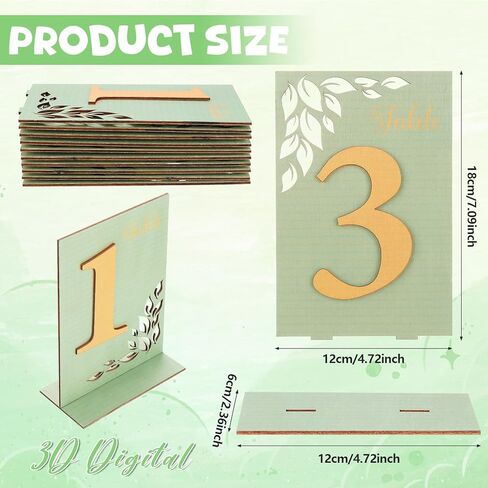 Wooden Wedding Table Numbers 1-10 with Base vintage Gold Number Table Signs with Stand Rustic Sage Green Table Centerpiece for Wedding Reception Bridal Shower Banquet and Event Decor in Kuwait