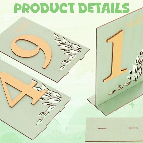 Wooden Wedding Table Numbers 1-10 with Base vintage Gold Number Table Signs with Stand Rustic Sage Green Table Centerpiece for Wedding Reception Bridal Shower Banquet and Event Decor in Kuwait