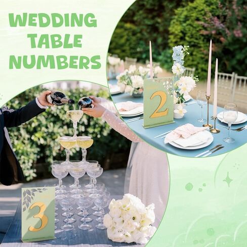 Wooden Wedding Table Numbers 1-10 with Base vintage Gold Number Table Signs with Stand Rustic Sage Green Table Centerpiece for Wedding Reception Bridal Shower Banquet and Event Decor in Kuwait