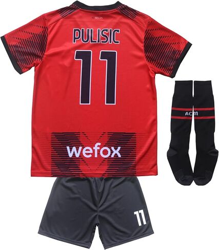 Milan Pulisic #11 Home Limited Edition Kids Soccer Jersey Kit with Shorts/Socks Set Youth Sizes (Red/Black, 30) in Saudi Arabia