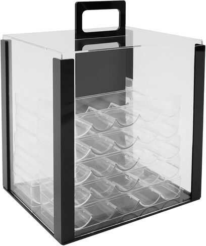 Acrylic Poker Chip Case - 1000 Chips Capacity, 10 Chip Racks/Trays, Casino Poker Chips Carrier (Clear) in Kuwait