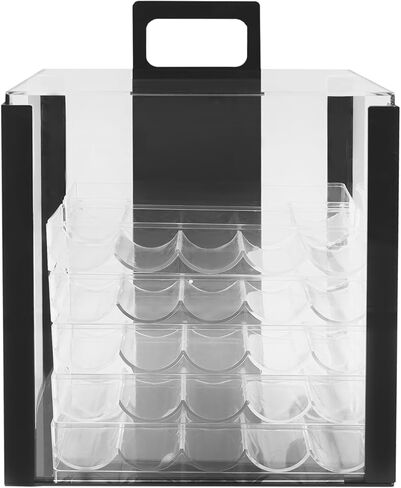 Acrylic Poker Chip Case - 1000 Chips Capacity, 10 Chip Racks/Trays, Casino Poker Chips Carrier (Clear) in Kuwait