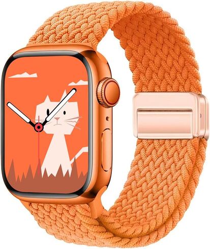 Yaber Braided Solo Loop Compatible with Apple Watch Band 38mm 40mm 41mm 42mm 44mm 45mm 46mm 49mm for Women Men, Adjustable Magnetic Straps Elastic Sport Wristbands for iWatch Series 10 9 8 7 6 5 4 3 2 1 Ultra 2 1 SE in Kuwait