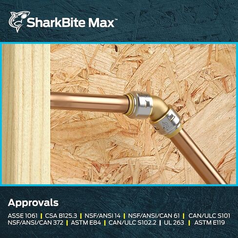 SharkBite Max 1 بوصة كوع 45 درجة، تركيب سباكة نحاسي يتم الضغط عليه للتوصيل، UR660A in Saudi Arabia