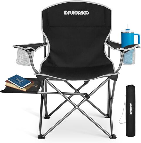 كراسي التخييم في Fundango للبالغين ، والكراسي القابلة للطي في الهواء الطلق مع ظهور الظهر الدعم العالي كرسي التخييم المحمولة مع حامل الكأس لمشيه في العشب النزهة خارج السفر in Kuwait
