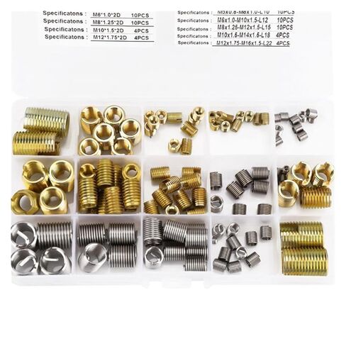 116Pcs M3/M4/M5/M6/M8/M10/M12 Self-Tapping Thread Slotted Insert and Steel Wire Helicoil Thread Repair Insert Combination Set Nicely in Saudi Arabia