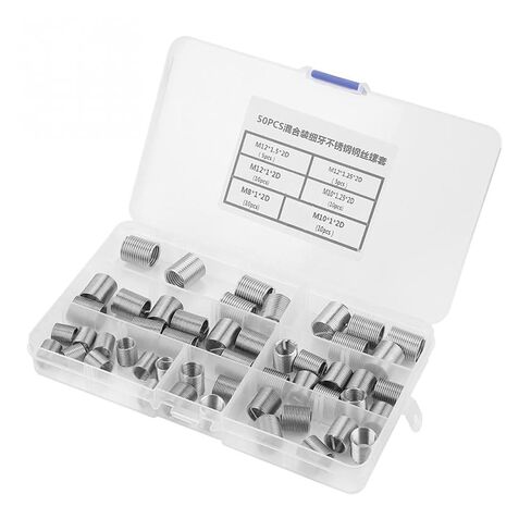 50Pcs M8/M10/M12*2D Fine Threaded Insert Stainless Steel Coiled Wire Helical Screw Thread Insert Set Thread Repair Tool Fastener Nicely in Saudi Arabia
