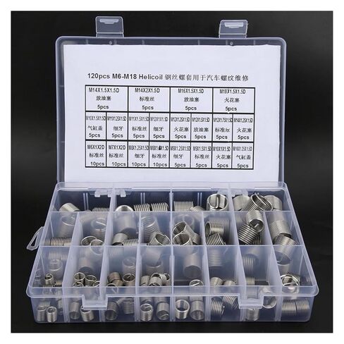 120Pcs Wire Screw Sleeve Thread Insert Set M6/M7/M8/M9/M10/M11/M12/M14/M16/M18 Stainless Steel Metric Thread Repair Insert Kit Nicely in Saudi Arabia