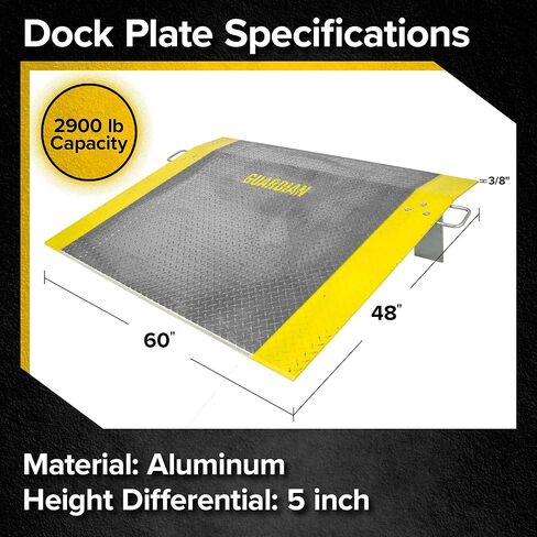 Guardian Aluminum Dock Plate with Carrying Handles for Pallet Jacks, Hand Carts, Material Handling, Diamond Tread Traction 48" x 60" 2,900 lb. Capacity in Kuwait