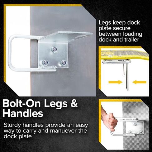 Guardian Aluminum Dock Plate with Carrying Handles for Pallet Jacks, Hand Carts, Material Handling, Diamond Tread Traction 48" x 60" 2,900 lb. Capacity in Kuwait