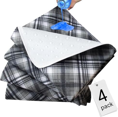 وسادات سرير مقاومة للماء وقابلة للغسل - مقاس 81.26 سم × 91.44 سم (4 عبوات)، وسادات داخلية ثقيلة الامتصاص وقابلة لإعادة الاستخدام للبالغين والأطفال وكبار السن والحيوانات الأليفة، وسادات للتبول اللاإرادي للأريكة والأريكة، منقوشة in Kuwait