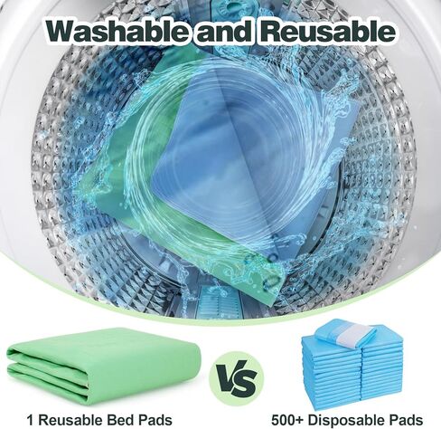 Bed Pads Washable Waterproof, 55" x 37" (2 Pack) Reusable Bed Underpads，Waterproof Mattress Protector Incontinence Bed Pads, Washable Pee Pads for Adult, Kid, Elderly, Dog and Pet in Kuwait