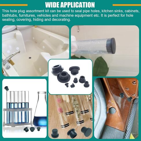 15PCS 20mm Black Silicone Rubber Plugs for Round Holes Soft Flexible T-Type Rubber Stopper Plug Assorted Sizes, Fit for 19.5-19.8mm Hole in Kuwait