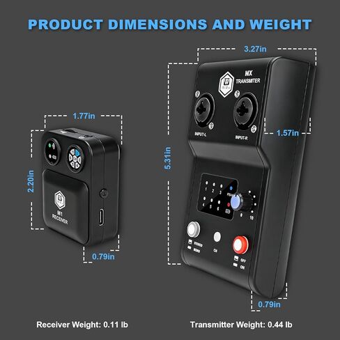 نظام مراقبة الأذن W IN-MIX اللاسلكي، جهاز إرسال نظام IEM ستيريو 2.4 جيجا هرتز وجهاز استقبال على الجسم للاستوديو، وبروفة الفرقة، والأداء المباشر، ووضع مسح القناة in Kuwait