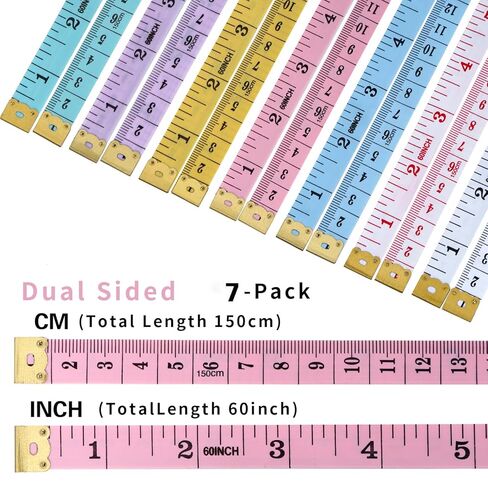 Soft Tape Measure，7-Pack Ruler 60-Inch Double-Sided Measuring Tape for Body Measurements，Weight Loss Measurement.Reverse Side 60-Inch in Saudi Arabia
