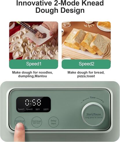Electric Dough Maker with Proof Dough Function, Microcomputer Timing, 6.34Qt 304 Stainless Steel Bowl, Household Dough Maker Kitchen Flour Kneading Machine, Green in Kuwait