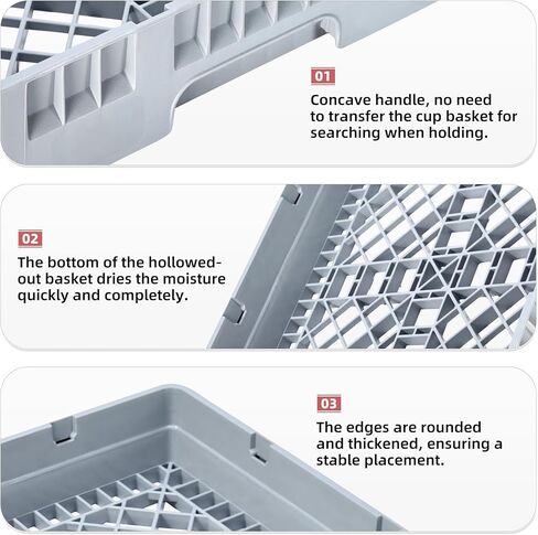 Clean Tek Professional 19.69 x 19.69 x 3.98 Inch Base 1 Count Heavy-Duty Gray Plastic Durable Dish Rack for Commercial Kitchens (Gray, Bowl Rack) in Saudi Arabia