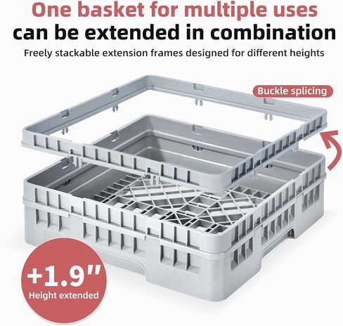 Clean Tek Professional 19.69 x 19.69 x 3.98 Inch Base 1 Count Heavy-Duty Gray Plastic Durable Dish Rack for Commercial Kitchens (Gray, Bowl Rack) in Saudi Arabia
