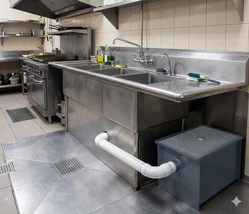 30 LB Carbon Steel Grease Trap Interceptor for Restaurant Under Sink Kitchen, Commercial Grease Interceptor for Dishwashers & Sinks, Oil Separator for Food Trucks, Cafes & Commercial Kitchens in Kuwait