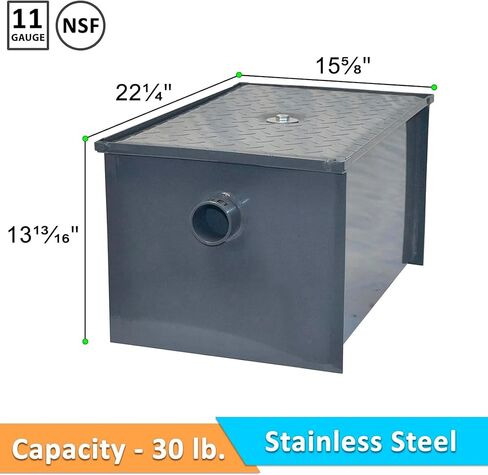 30 LB Carbon Steel Grease Trap Interceptor for Restaurant Under Sink Kitchen, Commercial Grease Interceptor for Dishwashers & Sinks, Oil Separator for Food Trucks, Cafes & Commercial Kitchens in Kuwait