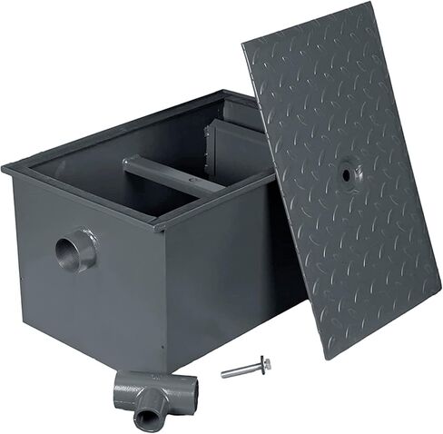 30 LB Carbon Steel Grease Trap Interceptor for Restaurant Under Sink Kitchen, Commercial Grease Interceptor for Dishwashers & Sinks, Oil Separator for Food Trucks, Cafes & Commercial Kitchens in Kuwait