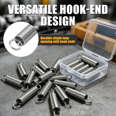 9600 Extension Springs Stainless Steel, 1/4" x 1-1/2" Hook Ends, 12-Pack - Heavy Duty Single Loop Opening Mechanical Tension Springs for Gate Latch, Garage Door, Small Repairs in Kuwait