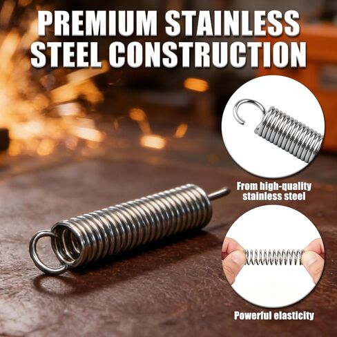9600 Extension Springs Stainless Steel, 1/4" x 1-1/2" Hook Ends, 12-Pack - Heavy Duty Single Loop Opening Mechanical Tension Springs for Gate Latch, Garage Door, Small Repairs in Kuwait
