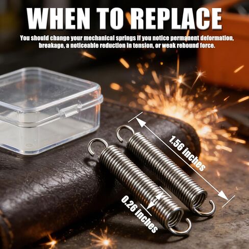 9600 Extension Springs Stainless Steel, 1/4" x 1-1/2" Hook Ends, 12-Pack - Heavy Duty Single Loop Opening Mechanical Tension Springs for Gate Latch, Garage Door, Small Repairs in Kuwait