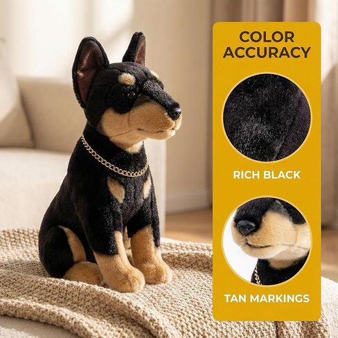 Realistic Doberman Dog Plush Toy - Simulation 12" Standing Doberman Noble Pet Dog Stuffed Animal Puppy Model Toy, Unique Plush Gift Collection for Kids Birthday, Home Decor in Kuwait