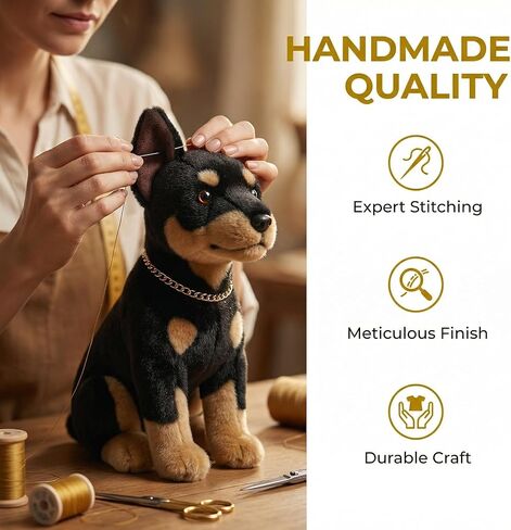 Realistic Doberman Dog Plush Toy - Simulation 12" Standing Doberman Noble Pet Dog Stuffed Animal Puppy Model Toy, Unique Plush Gift Collection for Kids Birthday, Home Decor in Kuwait