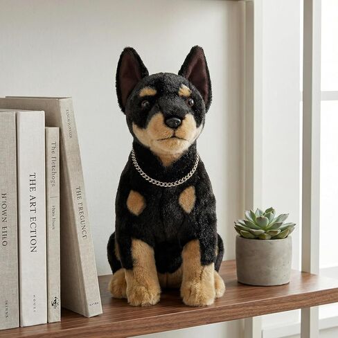 Realistic Doberman Dog Plush Toy - Simulation 12" Standing Doberman Noble Pet Dog Stuffed Animal Puppy Model Toy, Unique Plush Gift Collection for Kids Birthday, Home Decor in Kuwait
