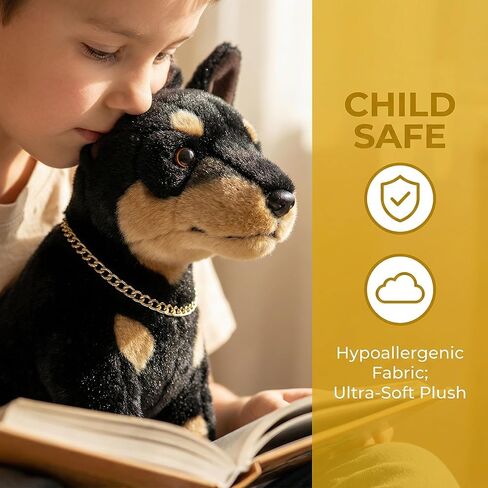 Realistic Doberman Dog Plush Toy - Simulation 12" Standing Doberman Noble Pet Dog Stuffed Animal Puppy Model Toy, Unique Plush Gift Collection for Kids Birthday, Home Decor in Kuwait