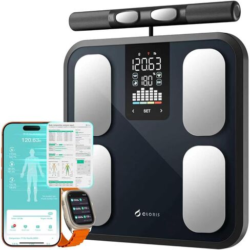 CLORIS 8 أقطاب كهربائية مقياس رقمي ذكي FSA&HSA مؤهل لوزن الجسم والدهون الدقيقة مؤشر كتلة الجسم كتلة العضلات قياس تكوين الجسم محلل الصحة مع تطبيق بلوتوث in Kuwait