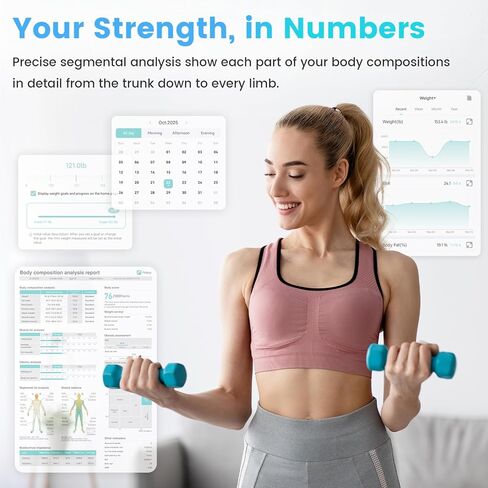 CLORIS 8 أقطاب كهربائية مقياس رقمي ذكي FSA&HSA مؤهل لوزن الجسم والدهون الدقيقة مؤشر كتلة الجسم كتلة العضلات قياس تكوين الجسم محلل الصحة مع تطبيق بلوتوث in Kuwait