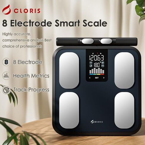 CLORIS 8 أقطاب كهربائية مقياس رقمي ذكي FSA&HSA مؤهل لوزن الجسم والدهون الدقيقة مؤشر كتلة الجسم كتلة العضلات قياس تكوين الجسم محلل الصحة مع تطبيق بلوتوث in Kuwait