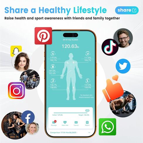 CLORIS 8 أقطاب كهربائية مقياس رقمي ذكي FSA&HSA مؤهل لوزن الجسم والدهون الدقيقة مؤشر كتلة الجسم كتلة العضلات قياس تكوين الجسم محلل الصحة مع تطبيق بلوتوث in Kuwait