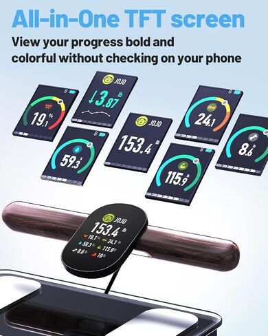 مقياس CLORIS الرقمي الذكي FSA&HSA مؤهل لقياس وزن الجسم ودهون مؤشر كتلة الجسم وكتلة العضلات 28 محلل صحة قياس تكوين الجسم 8 أقطاب كهربائية مع تطبيق بلوتوث، شاشة TFT LCD كاملة الألوان in Kuwait