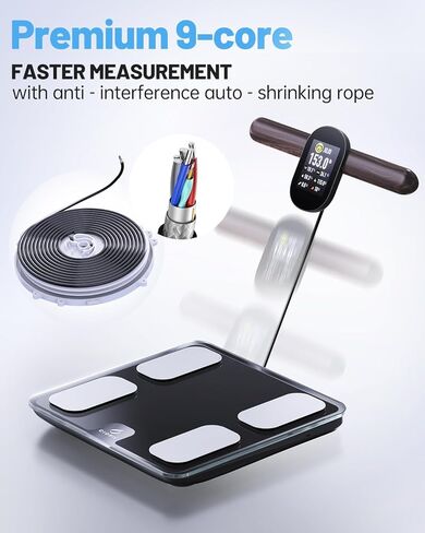 مقياس CLORIS الرقمي الذكي FSA&HSA مؤهل لقياس وزن الجسم ودهون مؤشر كتلة الجسم وكتلة العضلات 28 محلل صحة قياس تكوين الجسم 8 أقطاب كهربائية مع تطبيق بلوتوث، شاشة TFT LCD كاملة الألوان in Kuwait