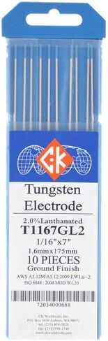CK T1167GL2 2% قطب كهربائي من التنجستن 1/16 بوصة × 7 بوصة، 10 عبوات in Kuwait