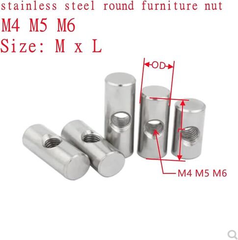 Barrel nut, 10pcs Bolts Cylindrical Pin Dowel Wood Furniture Embedded Locking Long Nut(M5x16 OD(8mm)) in Saudi Arabia