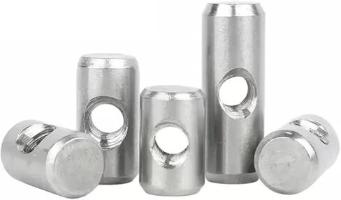 Barrel nut, 304 Stainless Steel Barrel Bolts Cylindrical Pin Dowel Cross Hole Hammer Embedded Nut for Wood Furniture Accessories(M6x28-10(5pcs)) in Saudi Arabia